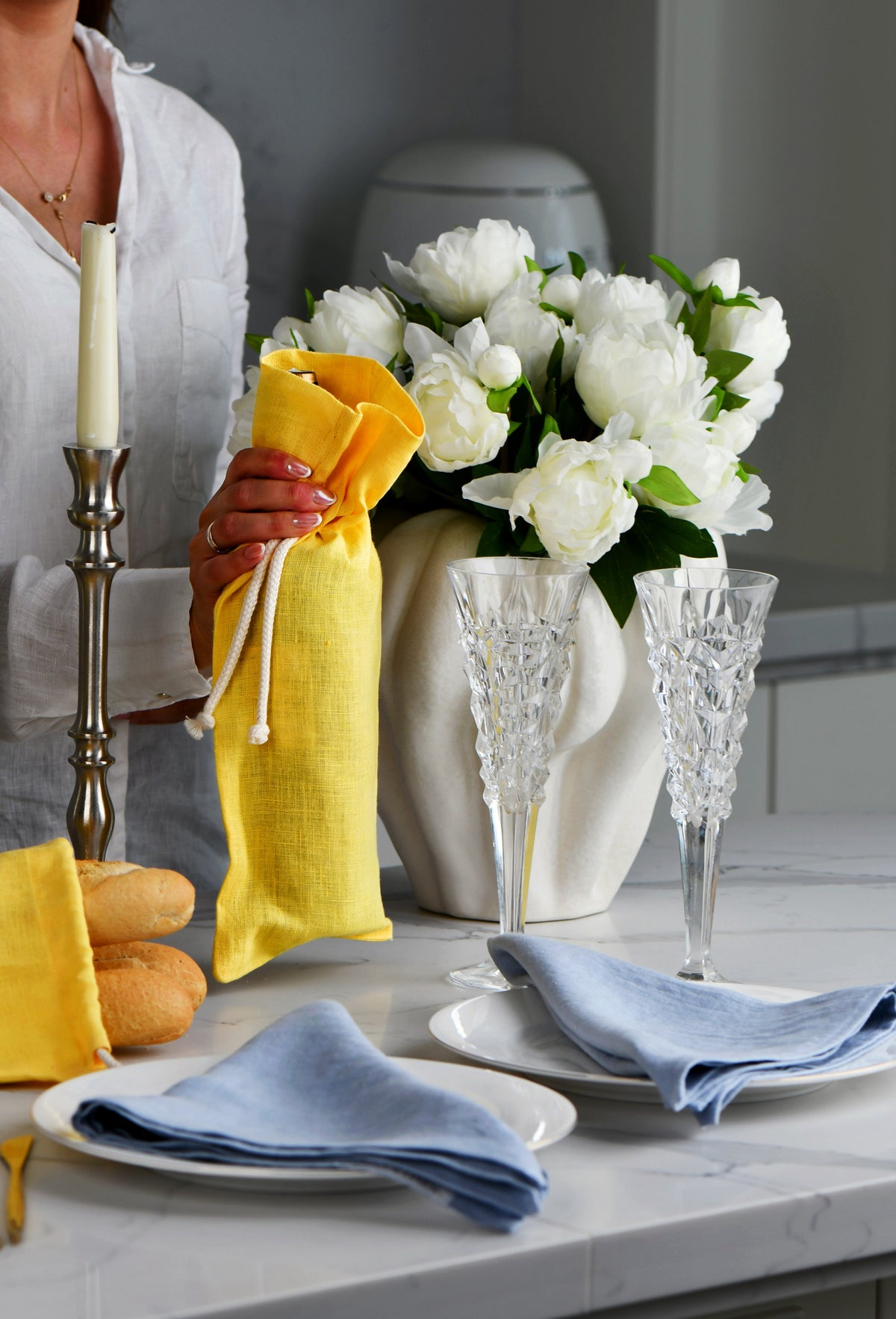 Premium Stonewashed Linen Napkins – Light Blue – SET OF 2