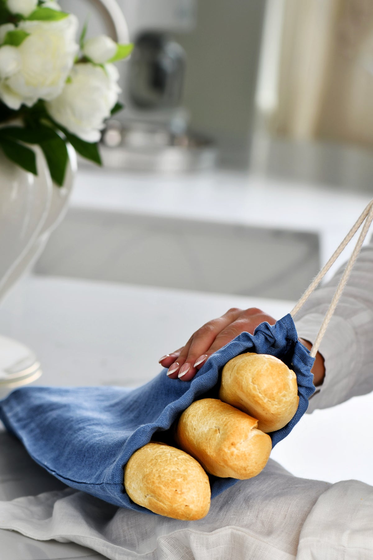 Linen Bread Bag – Blue