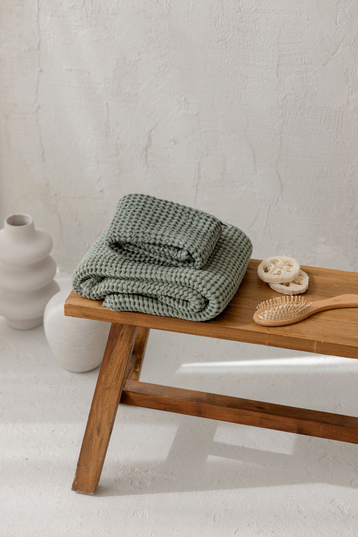 Linen Waffle Bath Towel – Mint