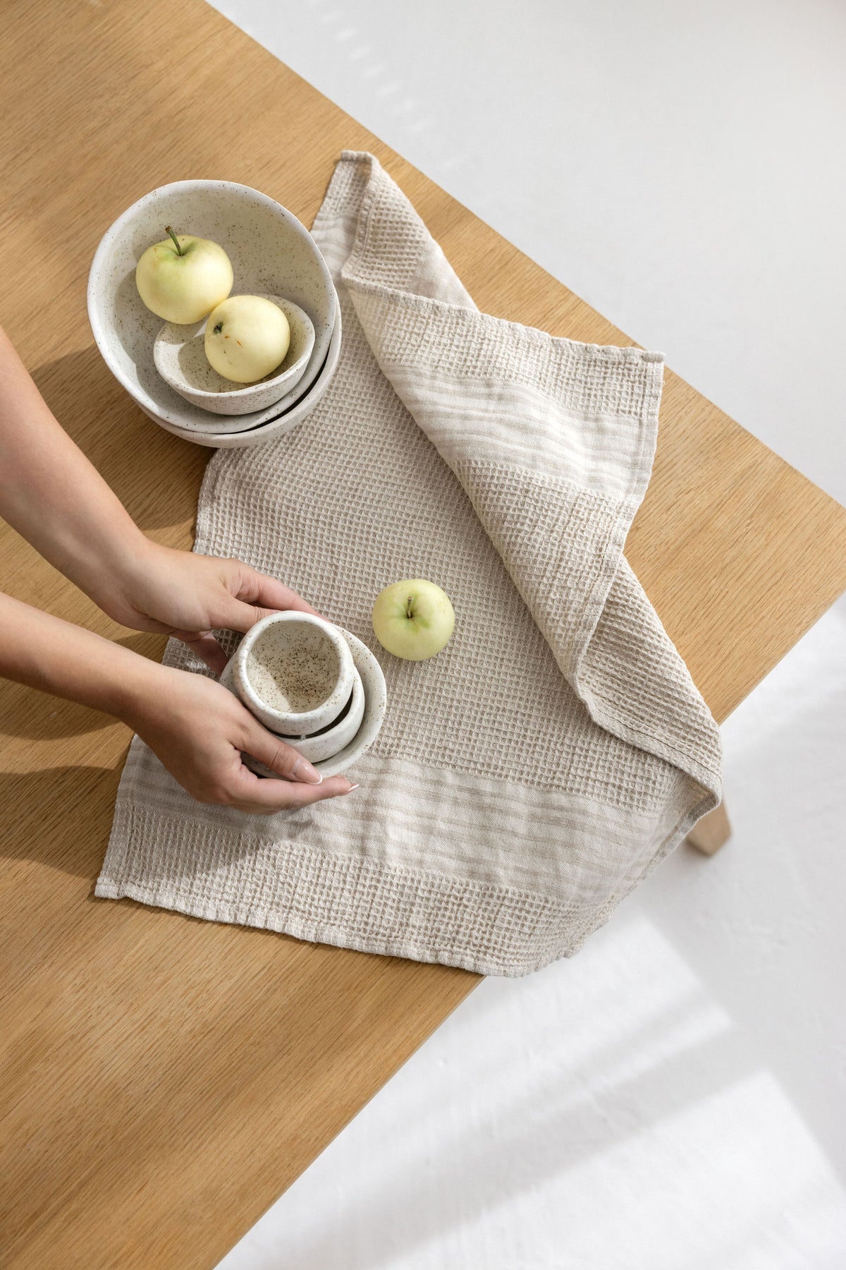 Linen Waffle Kitchen Towels – Oatmeal – SET OF 2