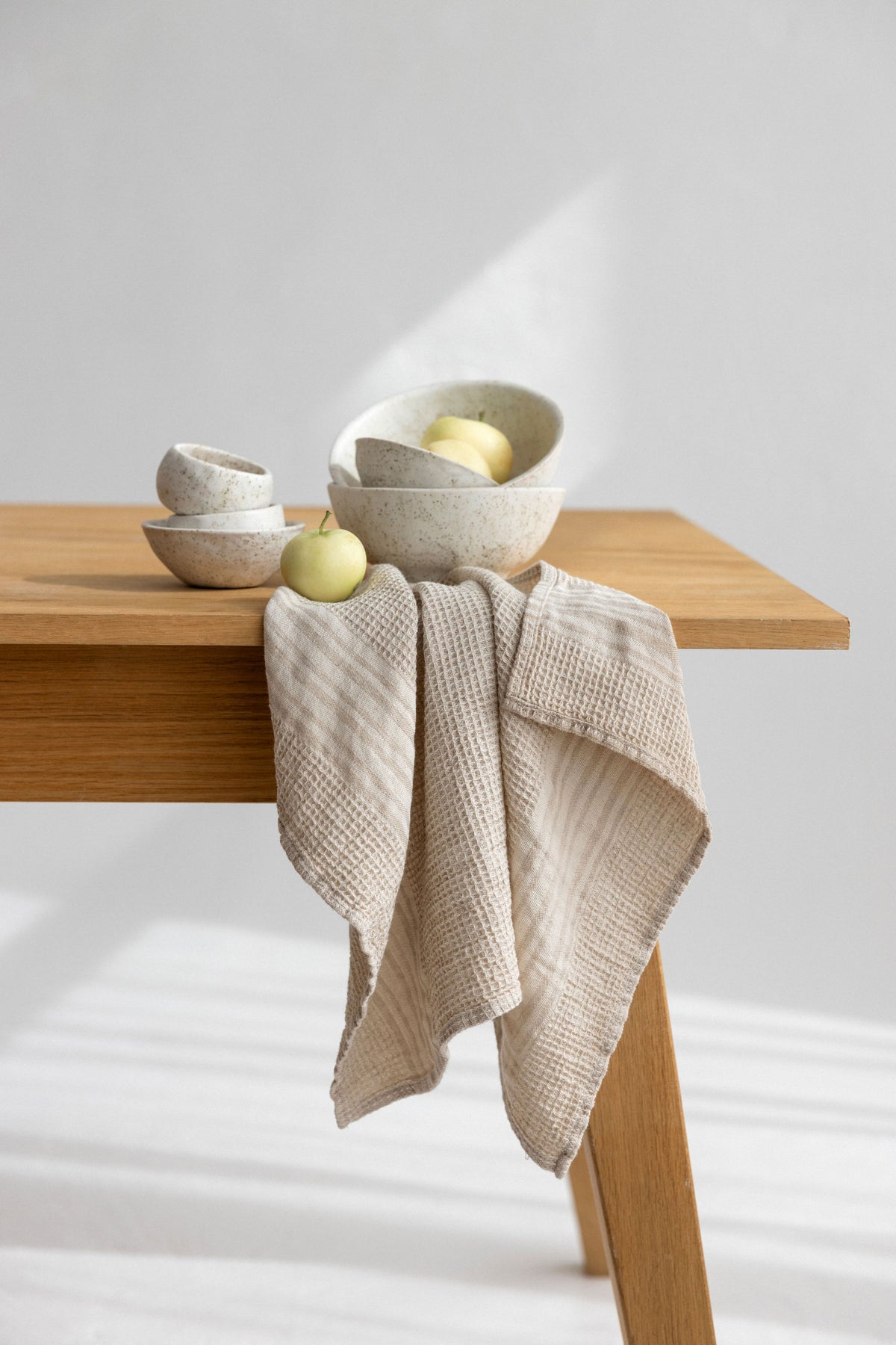 Linen Waffle Kitchen Towels – Oatmeal – SET OF 2