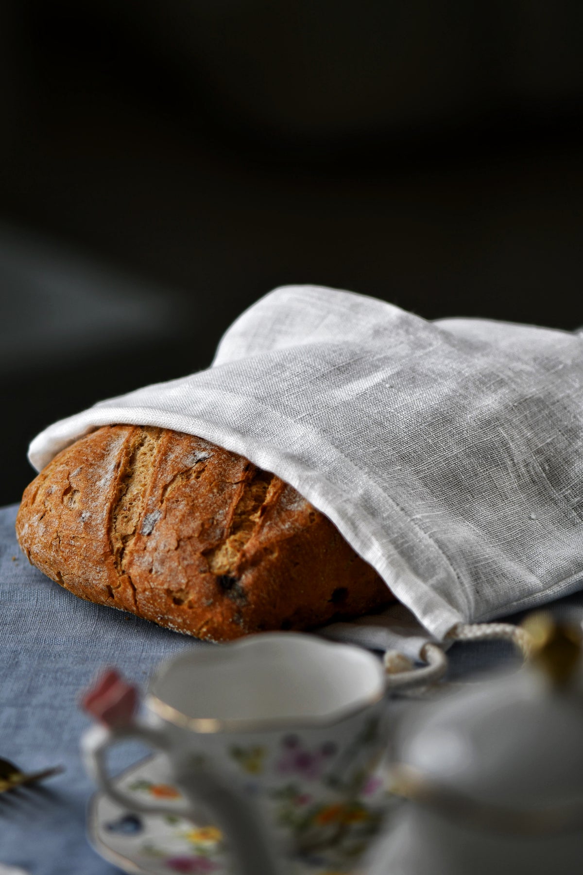 Linen Bread Bag – White