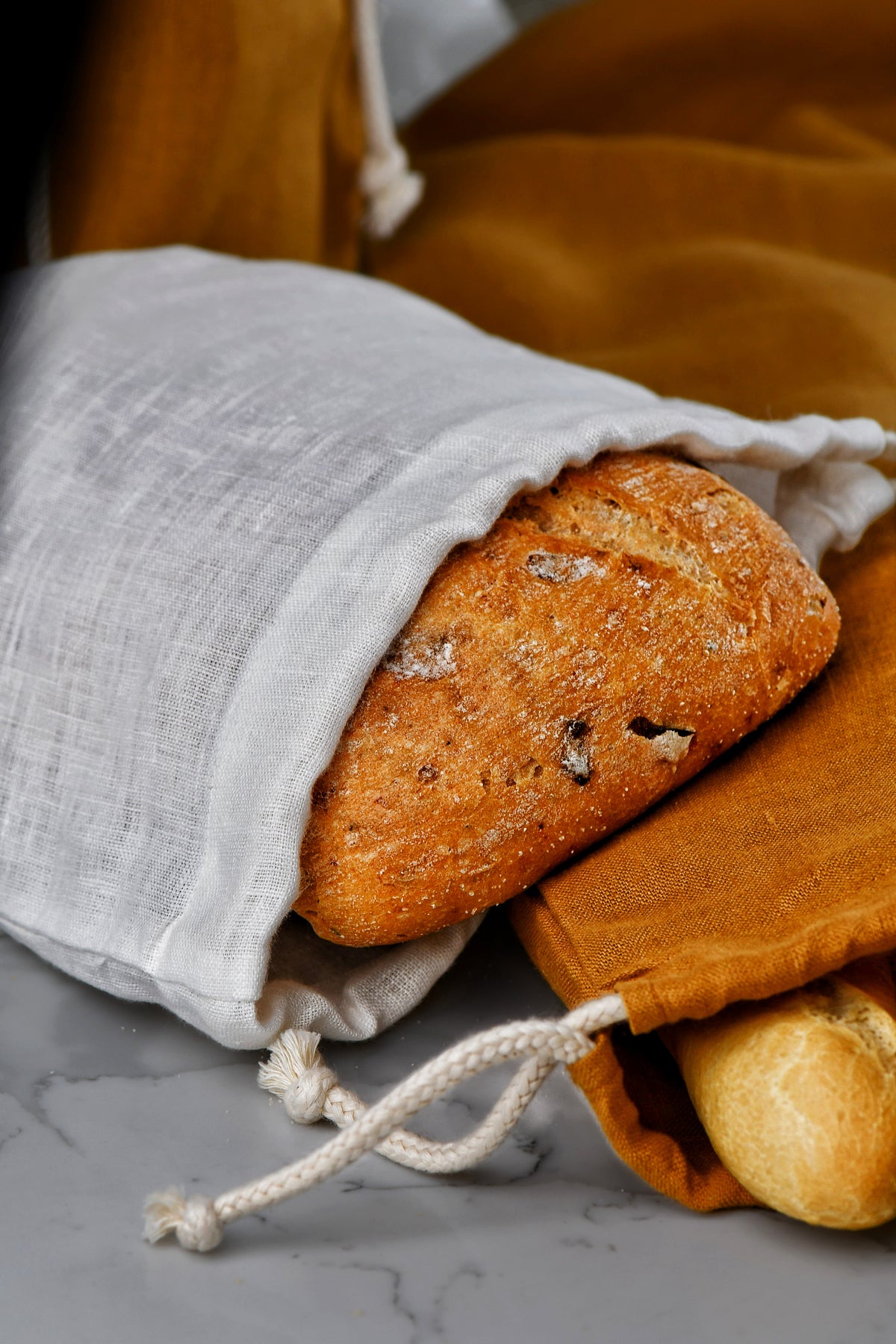 Linen Bread Bag – White
