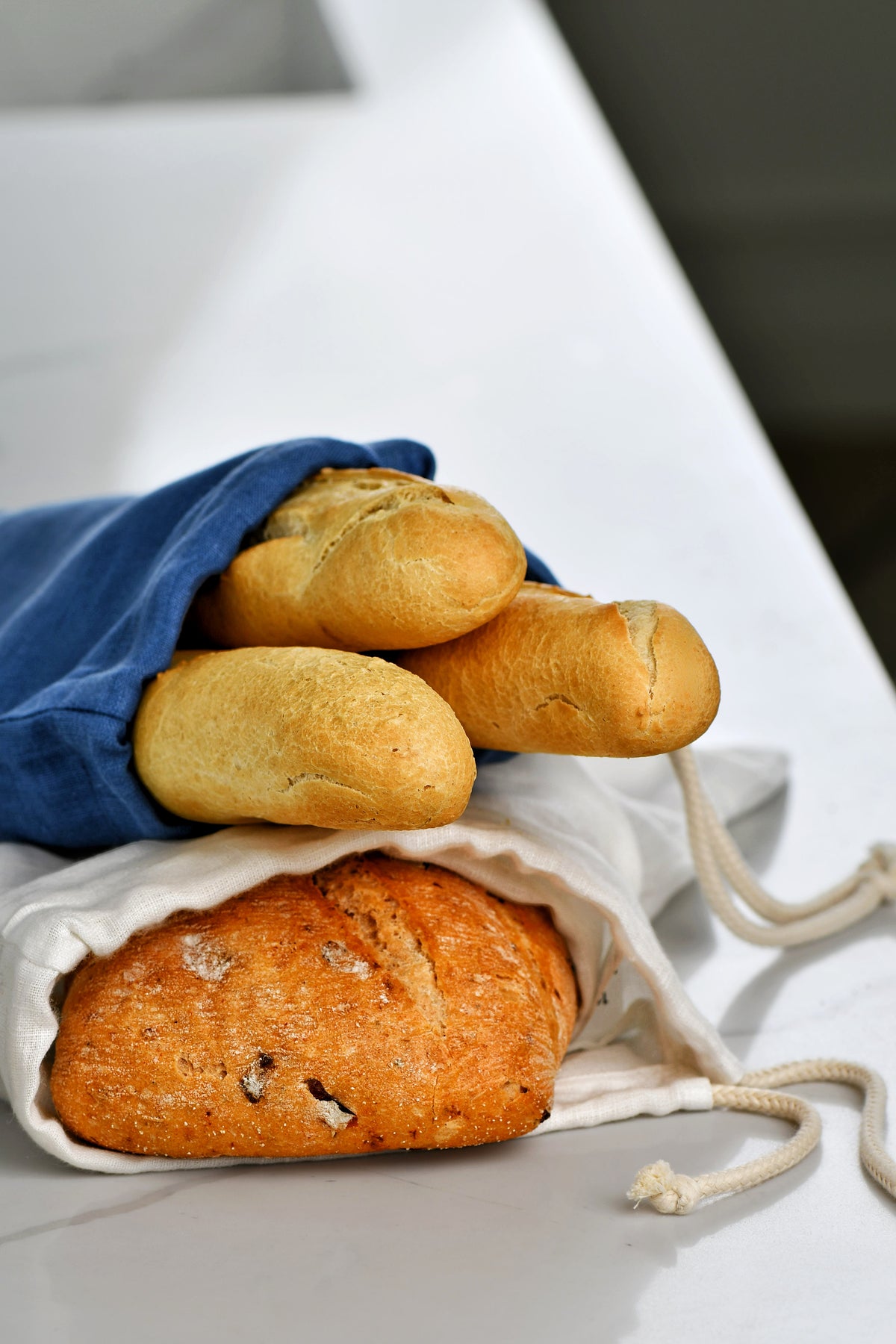 Linen Bread Bag – Blue