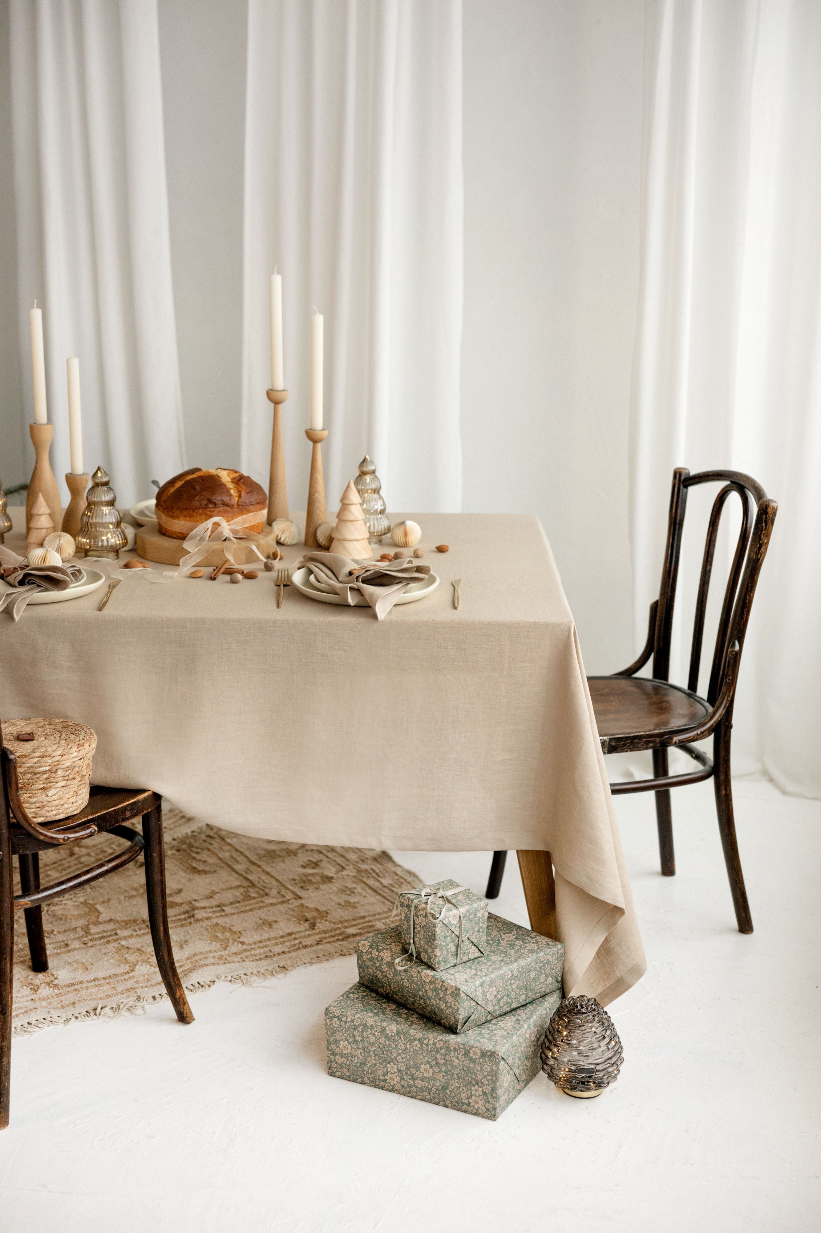 Premium Stonewashed Linen Tablecloth – Beige