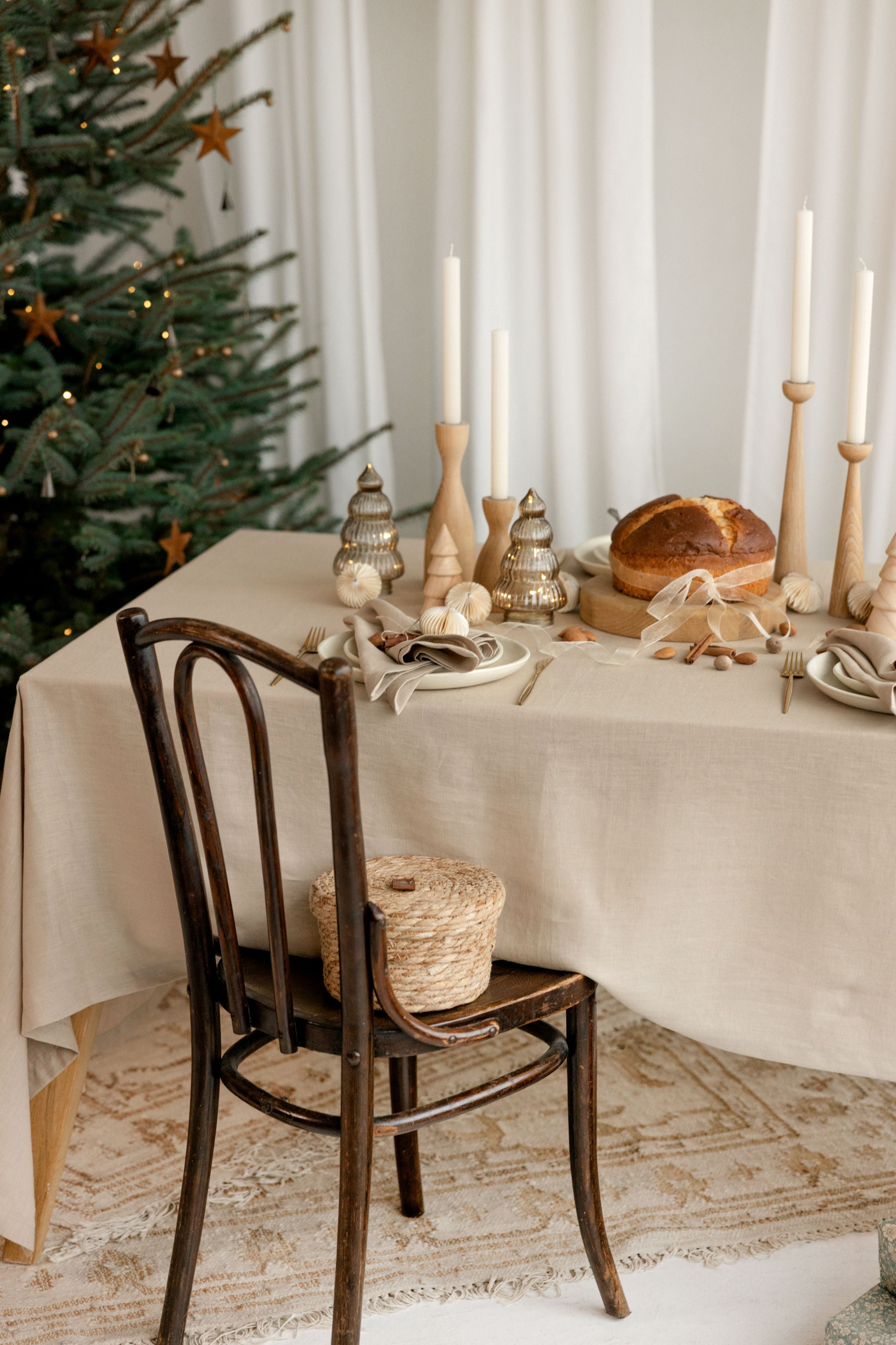Premium Stonewashed Linen Tablecloth – Beige