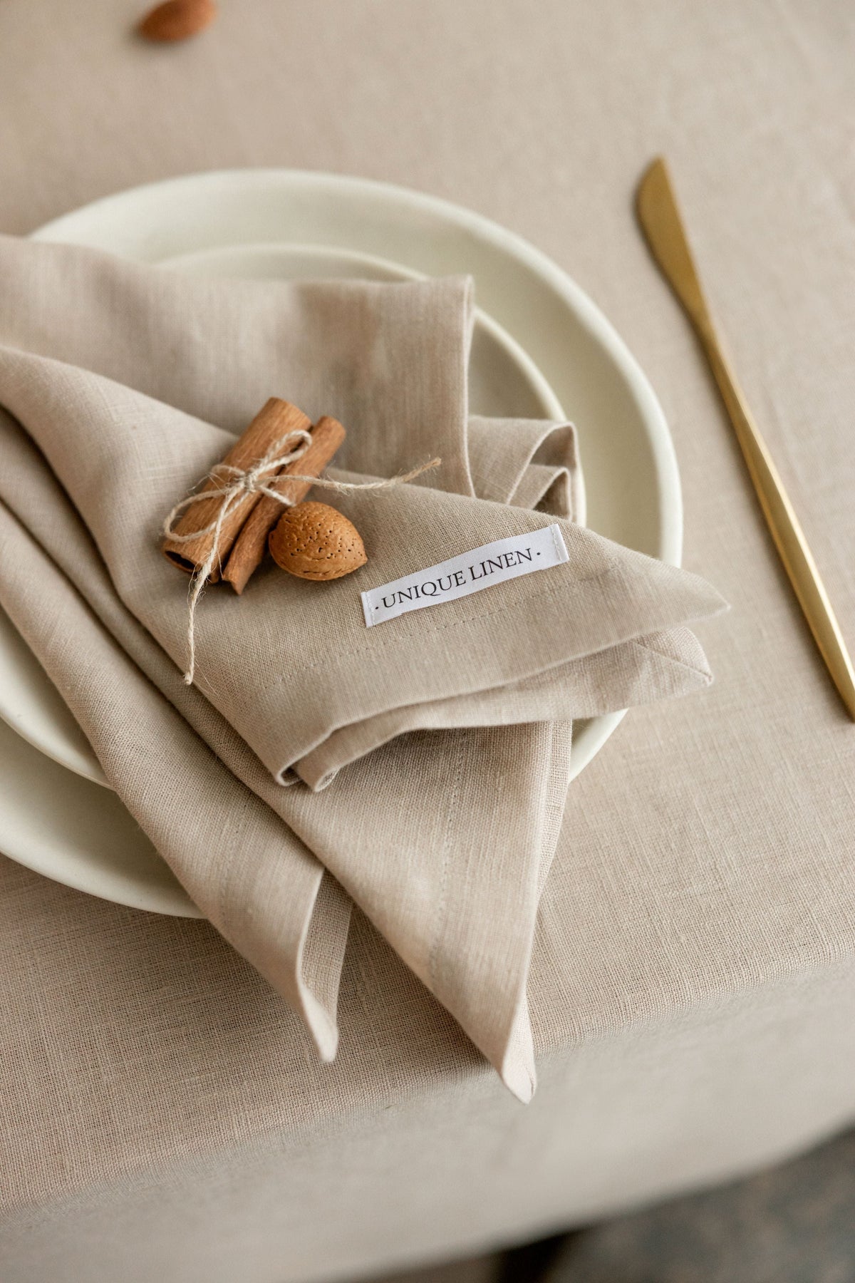 Premium Stonewashed Linen Napkins – Beige –  SET OF 2