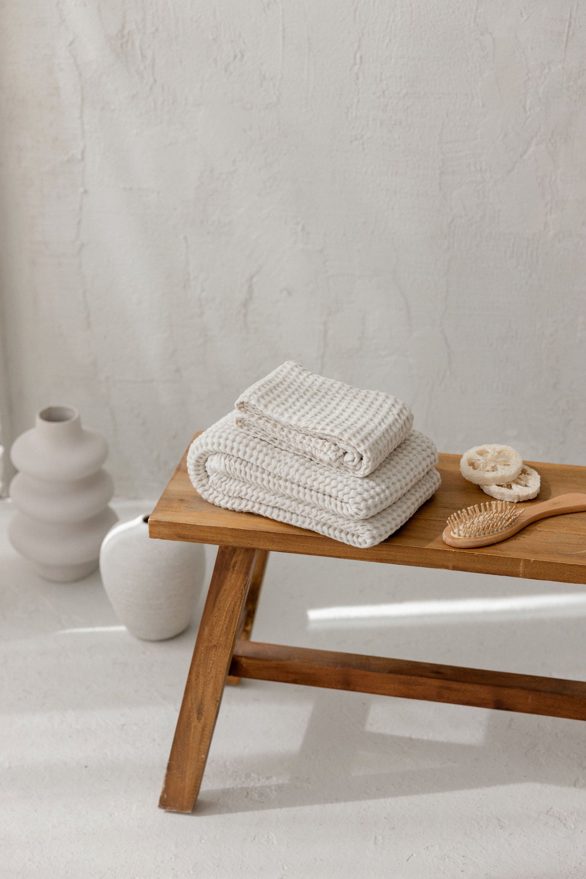 Linen Waffle Bath Towel – Off White