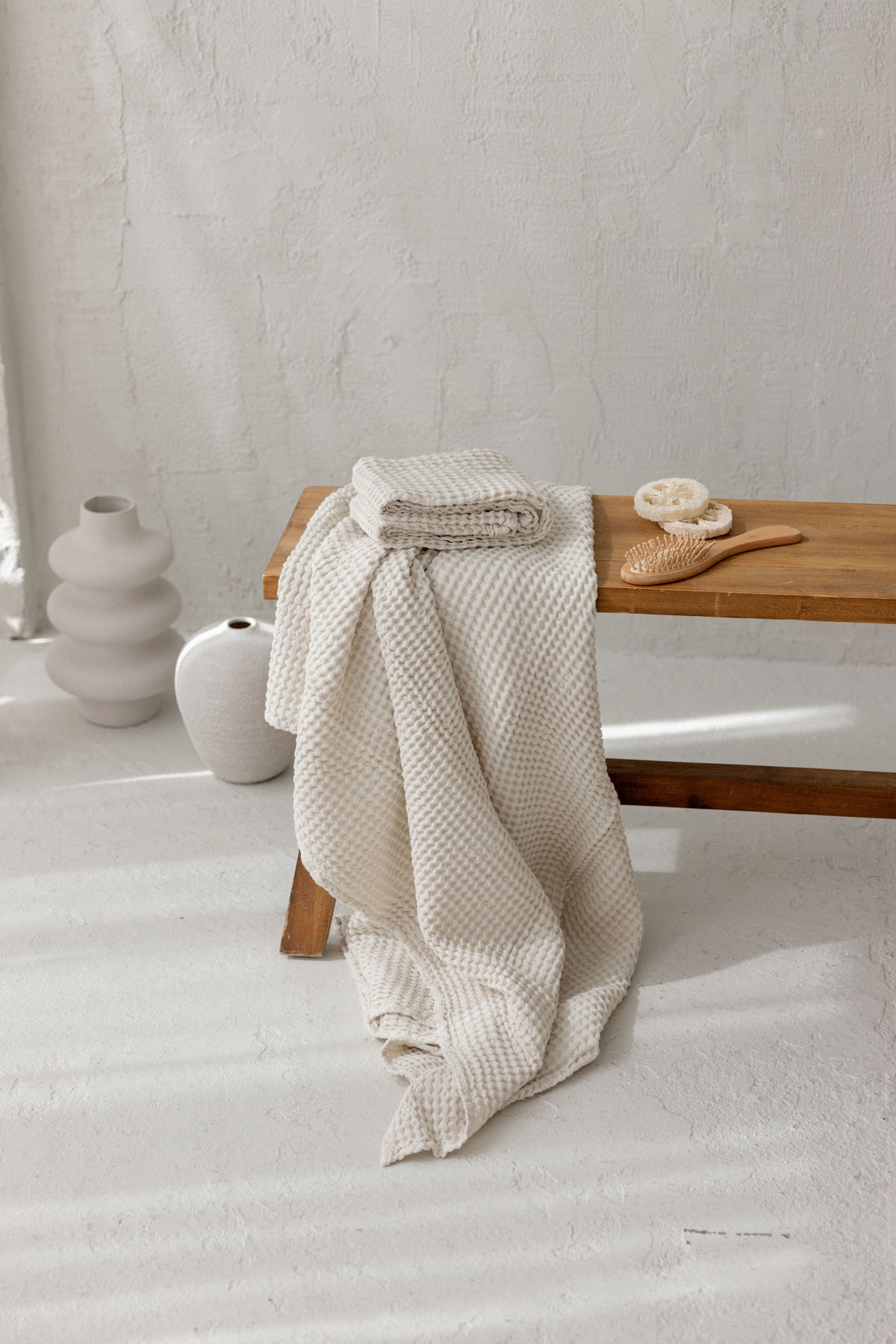Linen Waffle Bath Towel – Off White