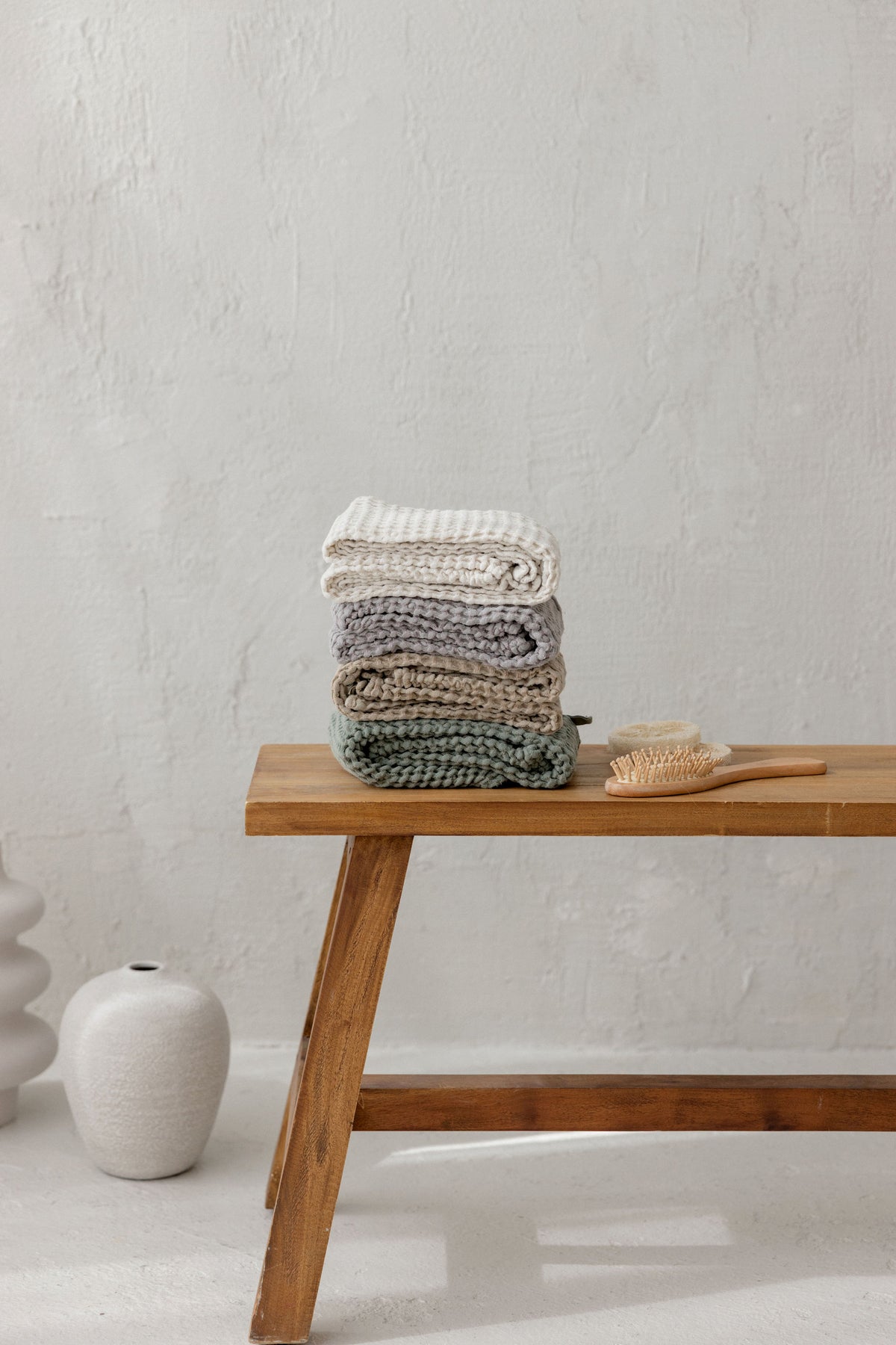 Linen Waffle Bath Towel – Off White