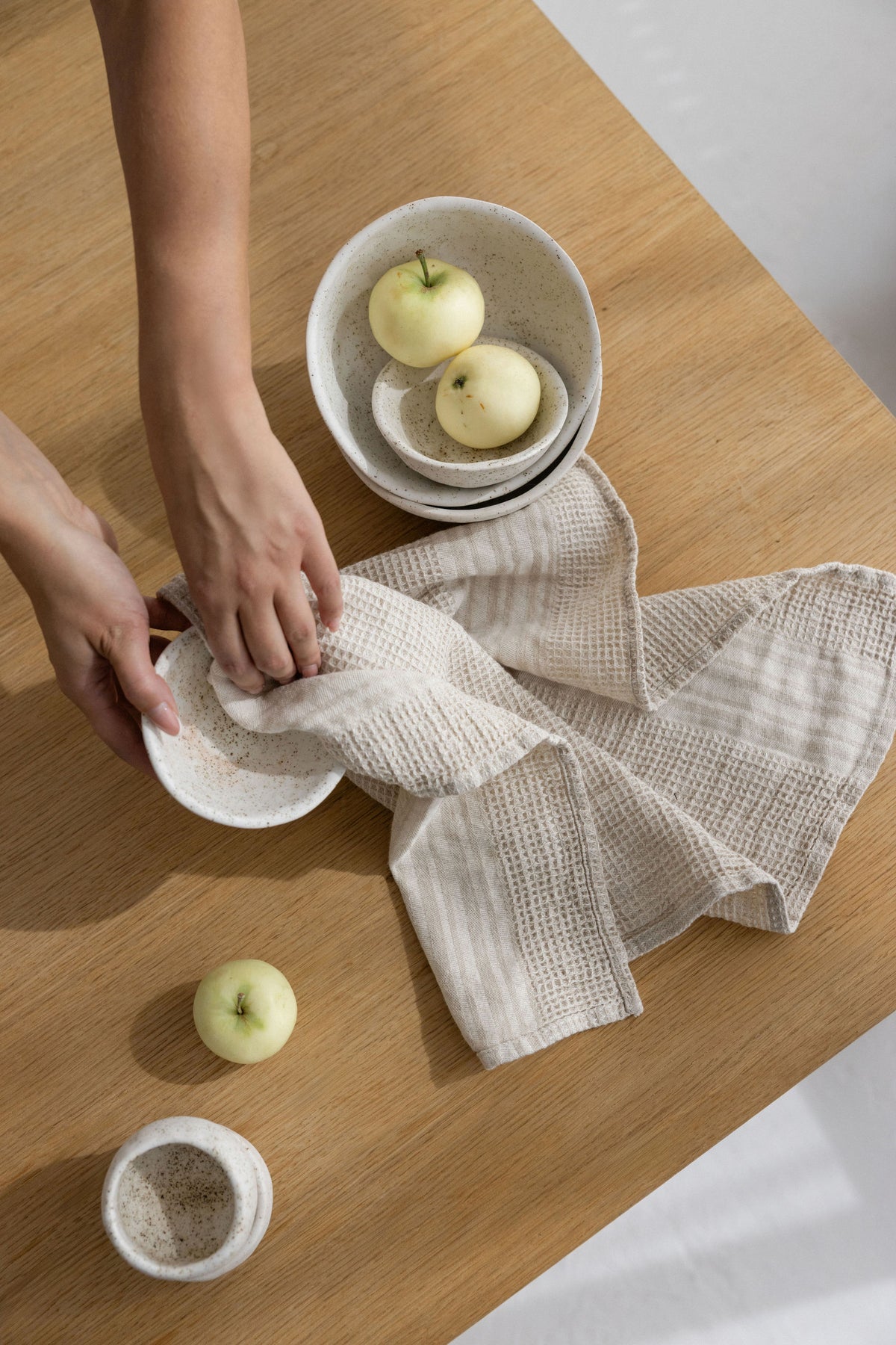 Linen Waffle Kitchen Towels – Oatmeal – SET OF 2